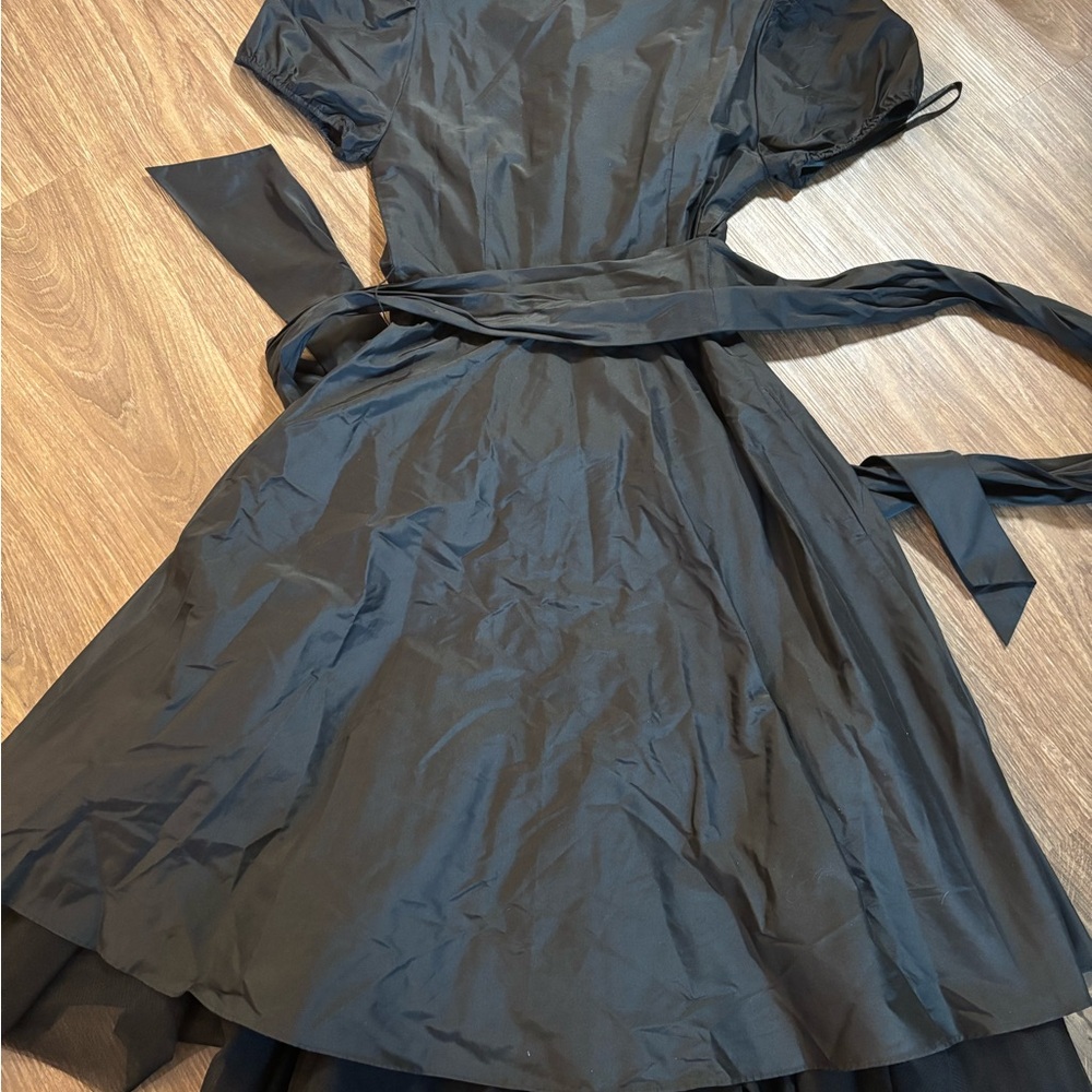 BCBGMaxAzria Black Midi Dress with Puff Sleeves tulle chic 0 Wednesday - Picture 9 of 9